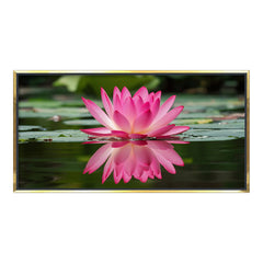 Premium Pink Lotus Flower Wall Art | Serene Water Reflection Canvas Print for Home Decor
