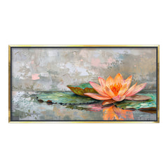 Premium Luxury Textured Lotus Flower Canvas  Painting
