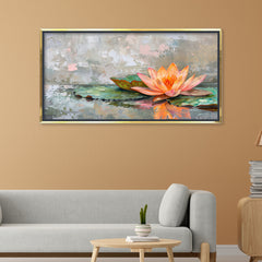 Premium Luxury Textured Lotus Flower Canvas  Painting