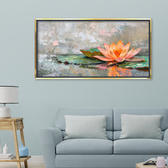 Premium Luxury Textured Lotus Flower Canvas  Painting