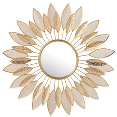 Golden Metal Leave Wall Mirror