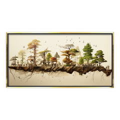 Premium Surreal Floating Island Canvas Art | Detailed Miniature Landscape Bonsai Park Print