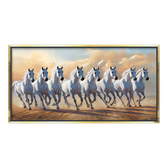 Premium 7 Running White Horses Wall Art