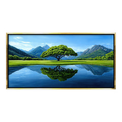 Premium Vibrant Green Tree of Life Canvas Painting