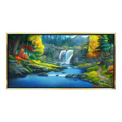 Serene Mountain Waterfall: Enchanted Forest Landscape – Premium Canvas Wall Art