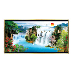 Premium Stunning Waterfall Nature Scenery of Colorful Canvas Wall Paintings & Arts
