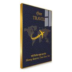 Premium Navy Blue Acrylic Travel Art - High-Gloss World Map Painting