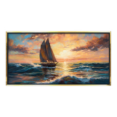 Premium Impressionist Sunset Sailboat Canvas Art