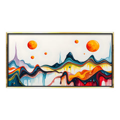 Premium Vibrant Abstract Fluid Art Landscape Canvas | Modern Dripping Paint Surreal Planets Wall Art