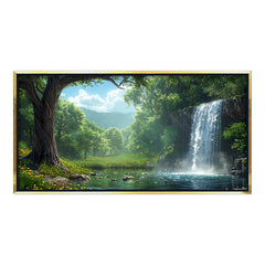 Premium Waterfall Landscape Canvas Art | Peaceful Forest Stream Painting