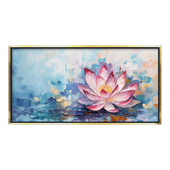 Premium Pink Lotus Flower Painting | Serene Textured Canvas Wall Art | Ready to Hang