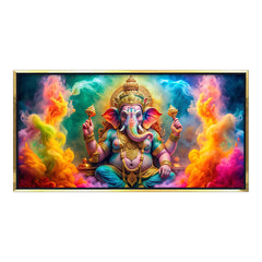 Premium Vibrant Ganesha Canvas Art | Lord Ganesh Hindu God Painting