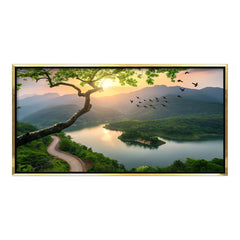 Golden Hour Mountain Lake premium Canvas Painting