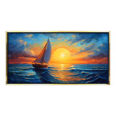 Premium Impressionist Sunset Sailboat Canvas Art