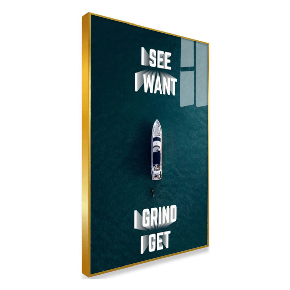 Premium Acrylic Glass Finish - High-Gloss Motivational Success Painting - Modern Hustle Wall Decor