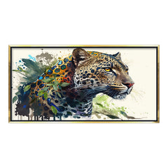 Jungle Cat Fusion: Jaguar Profile with Organic Splatter Art – Contemporary Gallery Quality Decor