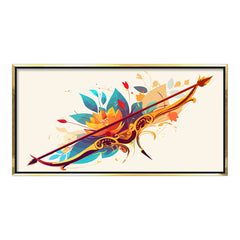 Premium Luxury Gilded Bow and Arrow Abstract Wall Art | Vibrant Fluid Art Archery Canvas Print