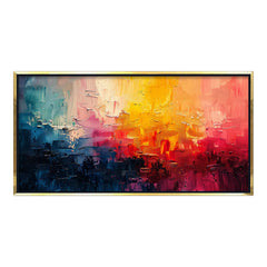 Textured Impasto Abstract Art | Yellow, Red, Blue Modern Framed Canvas