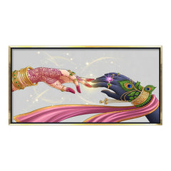 Premium Radha Krishna Hands Canvas Art | Divine Love Spiritual Wall Decor