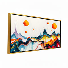 Premium Vibrant Abstract Fluid Art Landscape Canvas | Modern Dripping Paint Surreal Planets Wall Art