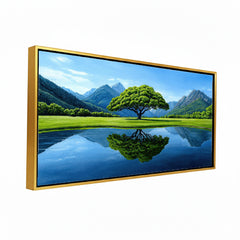 Premium Vibrant Green Tree of Life Canvas Painting