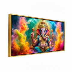 Premium Vibrant Ganesha Canvas Art | Lord Ganesh Hindu God Painting