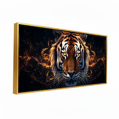 Premium Fierce Tiger Head Canvas Wall Art | Dramatic Dark Animal Portrait