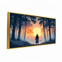 The Lone Warrior's Journey: Samurai Sunset Silhouette – Exclusive Fine Art Canvas