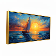 Premium Impressionist Sunset Sailboat Canvas Art