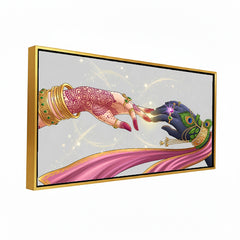 Premium Radha Krishna Hands Canvas Art | Divine Love Spiritual Wall Decor