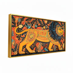 Premium Traditional Indian Folk Art Lion Canvas painting