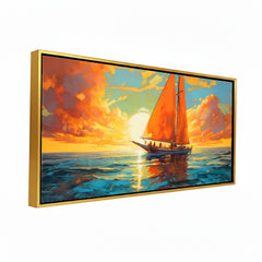 Premium Abstract Sunset Sailboat Canvas Art