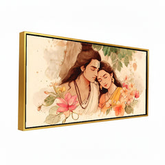 Premium Shiva Parvati Divine Couple Canvas Art | Spiritual Love Portrait Painting