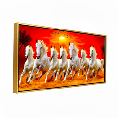 Premium Seven Running Horses at Sunrise Canvas Painting for Wall Decors