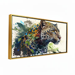 Jungle Cat Fusion: Jaguar Profile with Organic Splatter Art – Contemporary Gallery Quality Decor