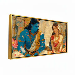 Lord Shiva and Goddess Parvati Divine Couple Art | Spiritual Hindu God Canvas Print