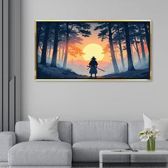 The Lone Warrior's Journey: Samurai Sunset Silhouette – Exclusive Fine Art Canvas