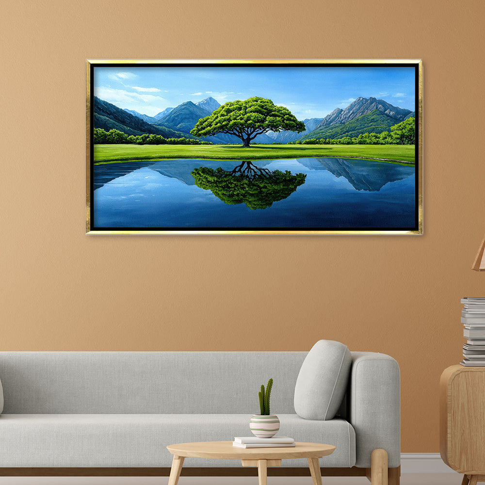 Premium Vibrant Green Tree of Life Canvas Painting