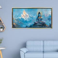 Premium Lord Shiva Meditation Wall Art | Digital Canvas Print for Spiritual Home Decor