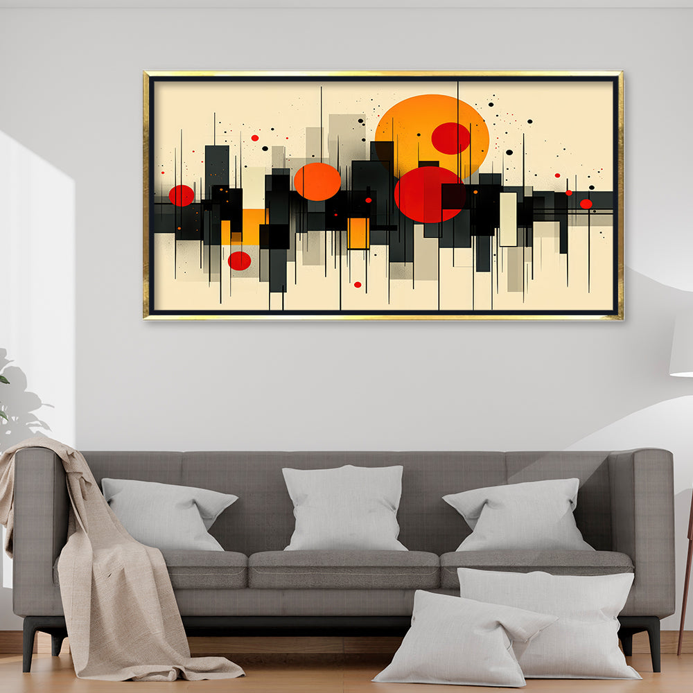 Premium Mid-Century Modern Cityscape Art | Abstract Skyline Canvas Print