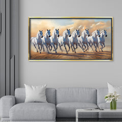 Premium 7 Running White Horses Wall Art