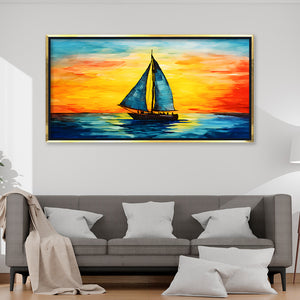 Premium Abstract Palette Knife Sailboat Canvas painting