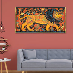 Premium Traditional Indian Folk Art Lion Canvas painting