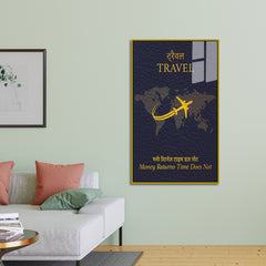 Premium Navy Blue Acrylic Travel Art - High-Gloss World Map Painting