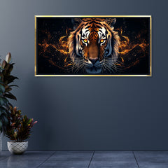 Premium Fierce Tiger Head Canvas Wall Art | Dramatic Dark Animal Portrait