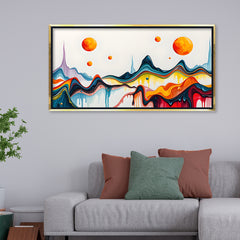 Premium Vibrant Abstract Fluid Art Landscape Canvas | Modern Dripping Paint Surreal Planets Wall Art