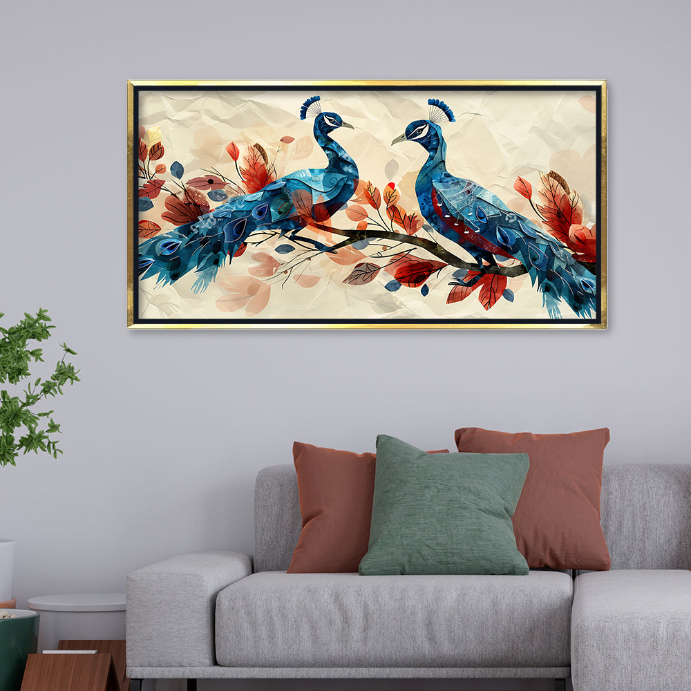 Premium Vibrant Abstract Peacock Canvas Art