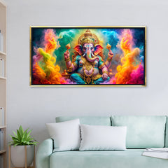 Premium Vibrant Ganesha Canvas Art | Lord Ganesh Hindu God Painting