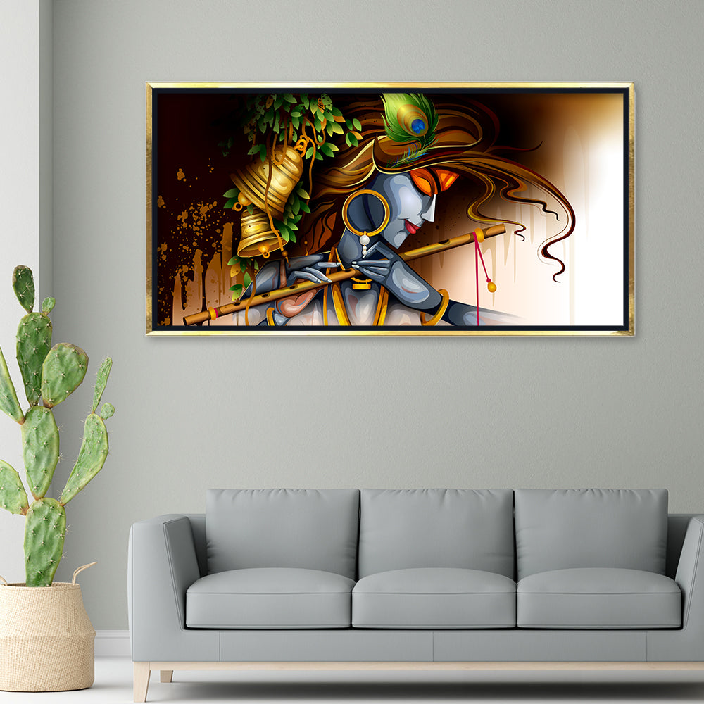 Premium Wall Canvas Large Painting of Lord Krishna For Home Decors