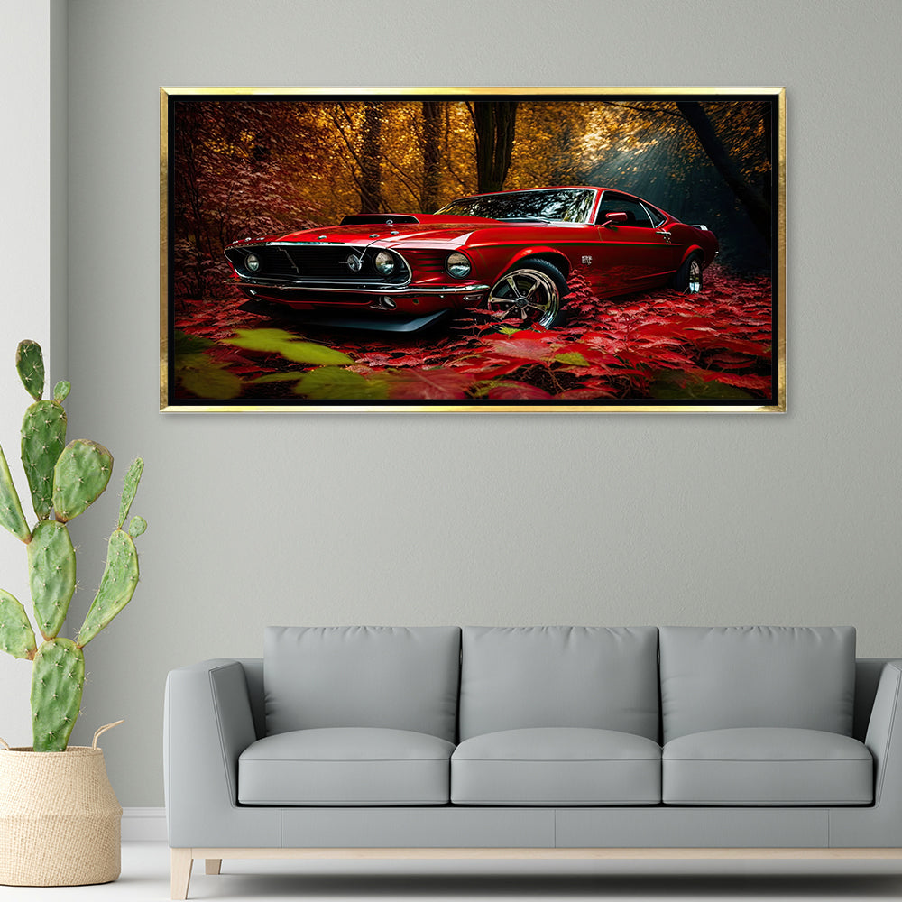 Vibrant Fall Landscape Automotive Premium Canvas Painting